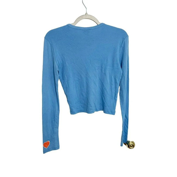 Urban Outfitters Anti-You Long Sleeve Baby Tee Blue Size Small Top NEW - Picture 4 of 8